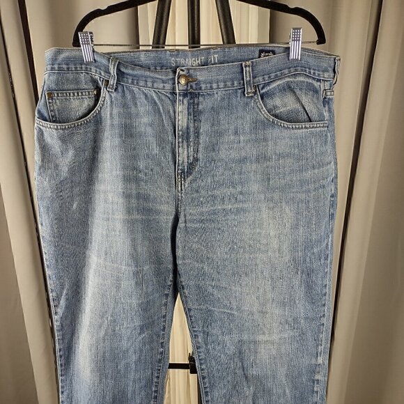 Chaps Straight Fit Blue Denim Cargo 100% Cotton Y2K Vintage Jeans Size 42x30 - Picture 2 of 10